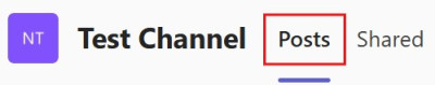 Screenshot showing where to find Posts in a Teams channel