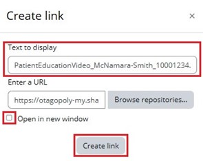 Create link settings