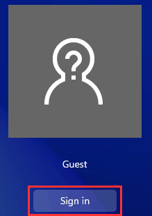 Guest sign in screen