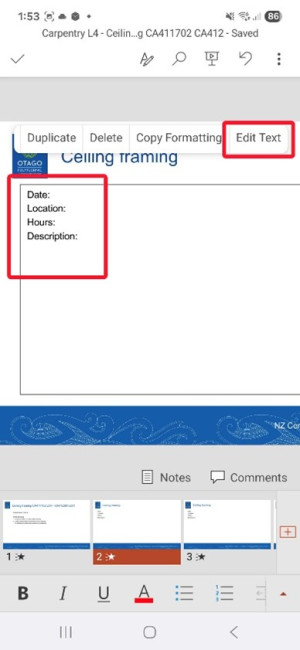 Add text to the slides
