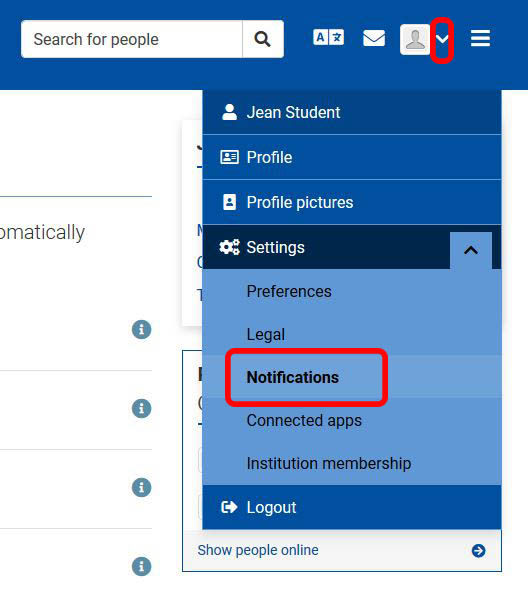 Access notification settings