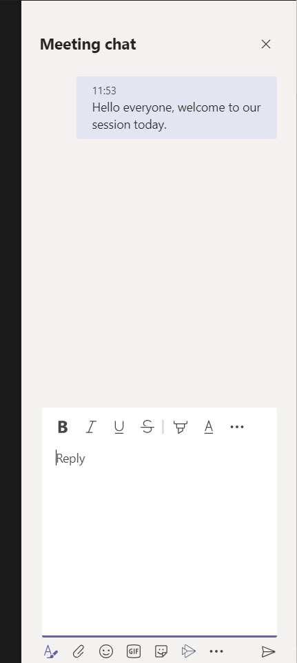 Teams meetings chat side bar