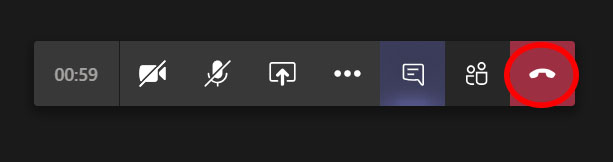 Teams meetings menu bar hang up