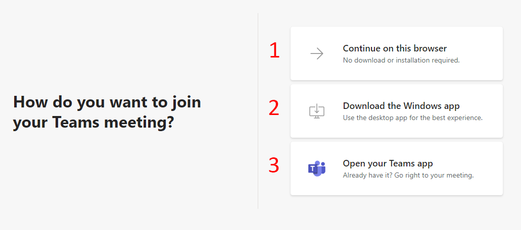 Teams meetings browser launcher