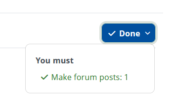 Activity completion drop down menu