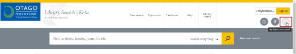 Screenshot of Library search website