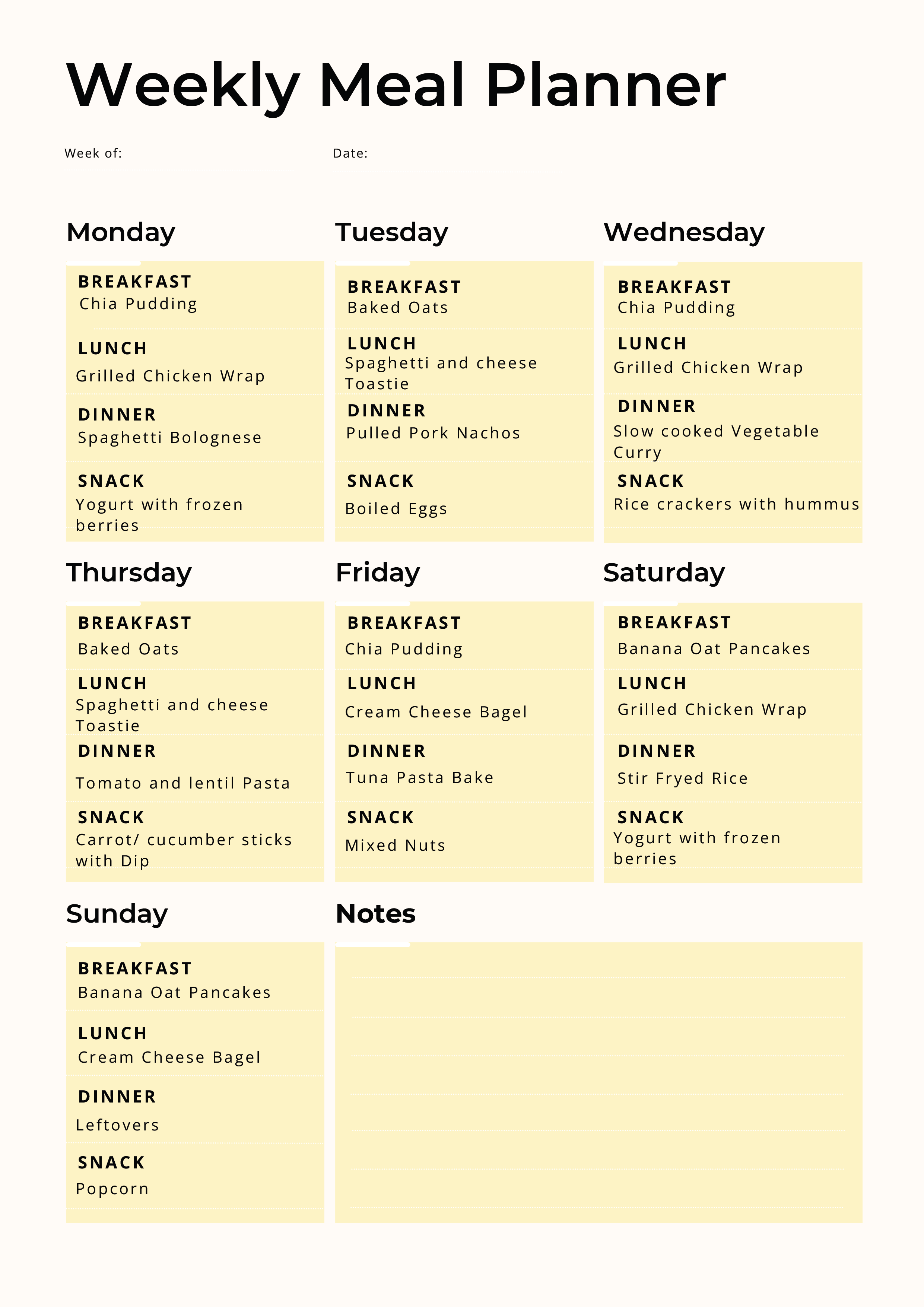 Meal planner example