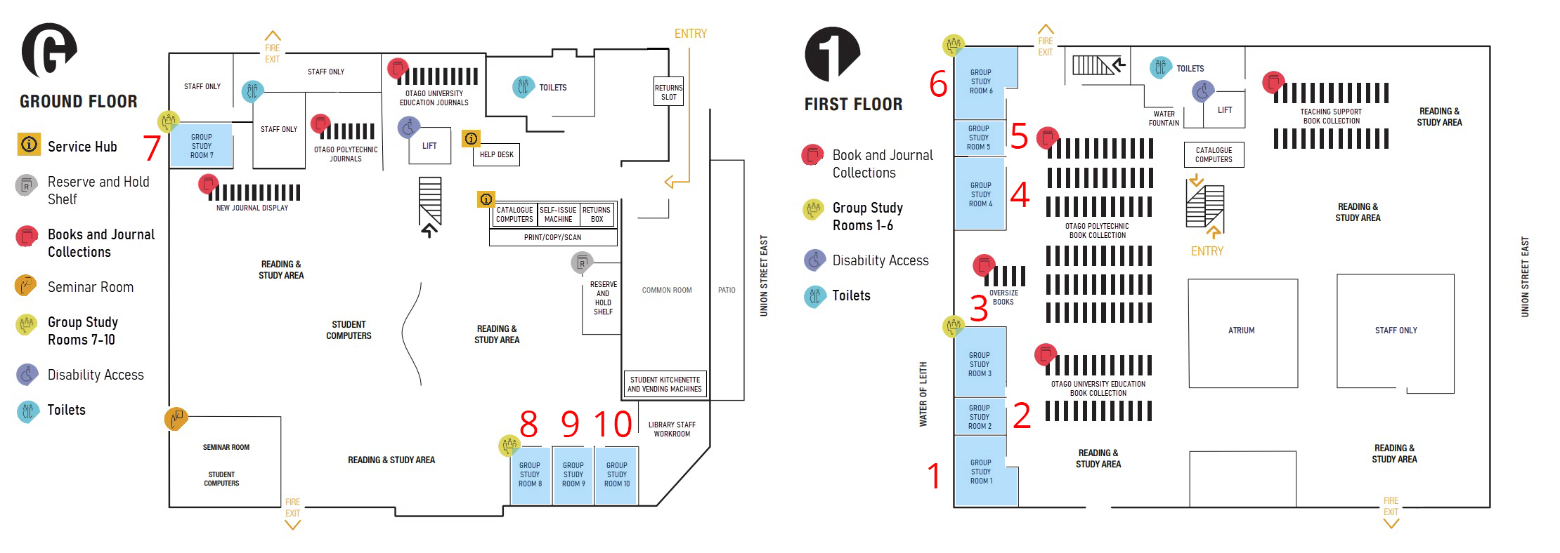 Rob Library map 2026 Group study rooms1